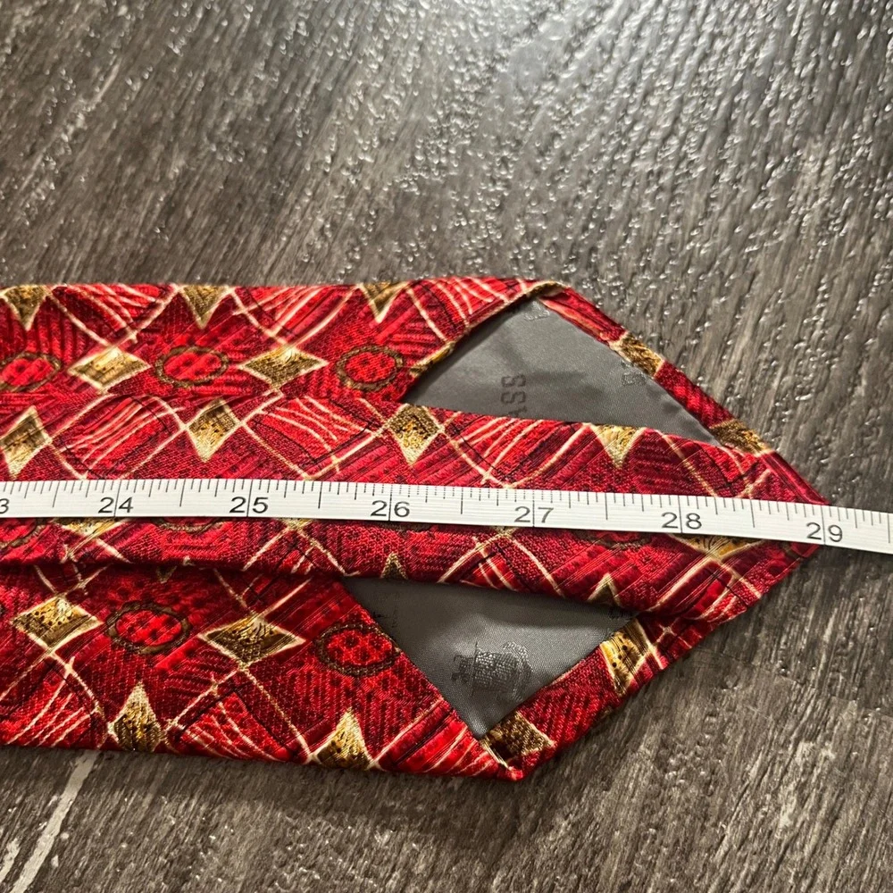 Vintage Robert Talbott Best of Class Necktie Red Gold Diamond Geometric Mens Tie